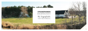 Billede af Gyvelhuse med tekst "Strandparken. Brændby. Ny legeplads ved Gyvelhuse"